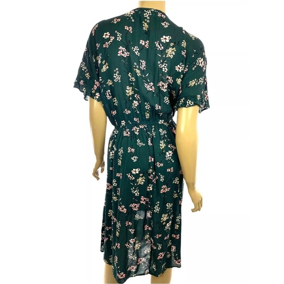 Maurices High Low Dress Dark Green Floral Wedding Guest Capped Sleeve Size 0 - Picture 2 of 2